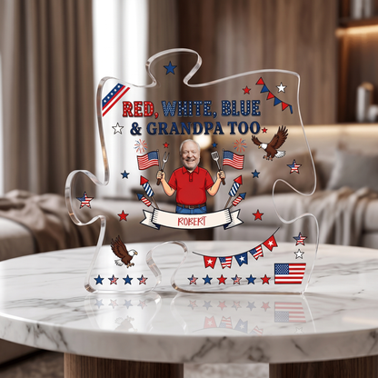 Red White Blue Grandpa Acrylic Plaque – Personalized Photo Gift for Grandpa