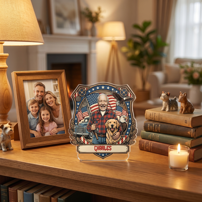 Custom Name and Photo Grandpa With Dog Acrylic Plaque – Personalized Photo Gift for Grandpa