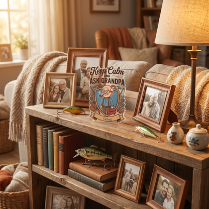 Keep Calm And Ask Grandpa Acrylic Plaque – Personalized Photo Gift for Grandpa