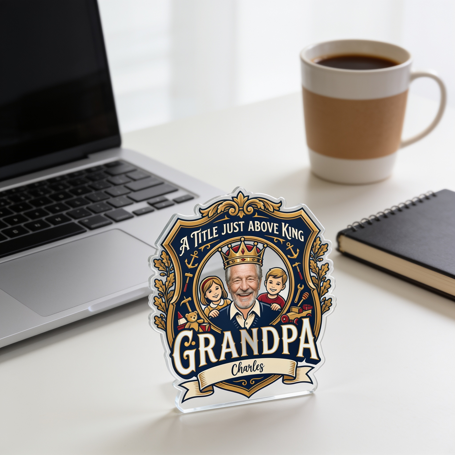 A Title Above King Grandpa Acrylic Plaque – Personalized Photo Gift for Grandpa