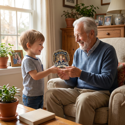 A Title Above King Grandpa Acrylic Plaque – Personalized Photo Gift for Grandpa