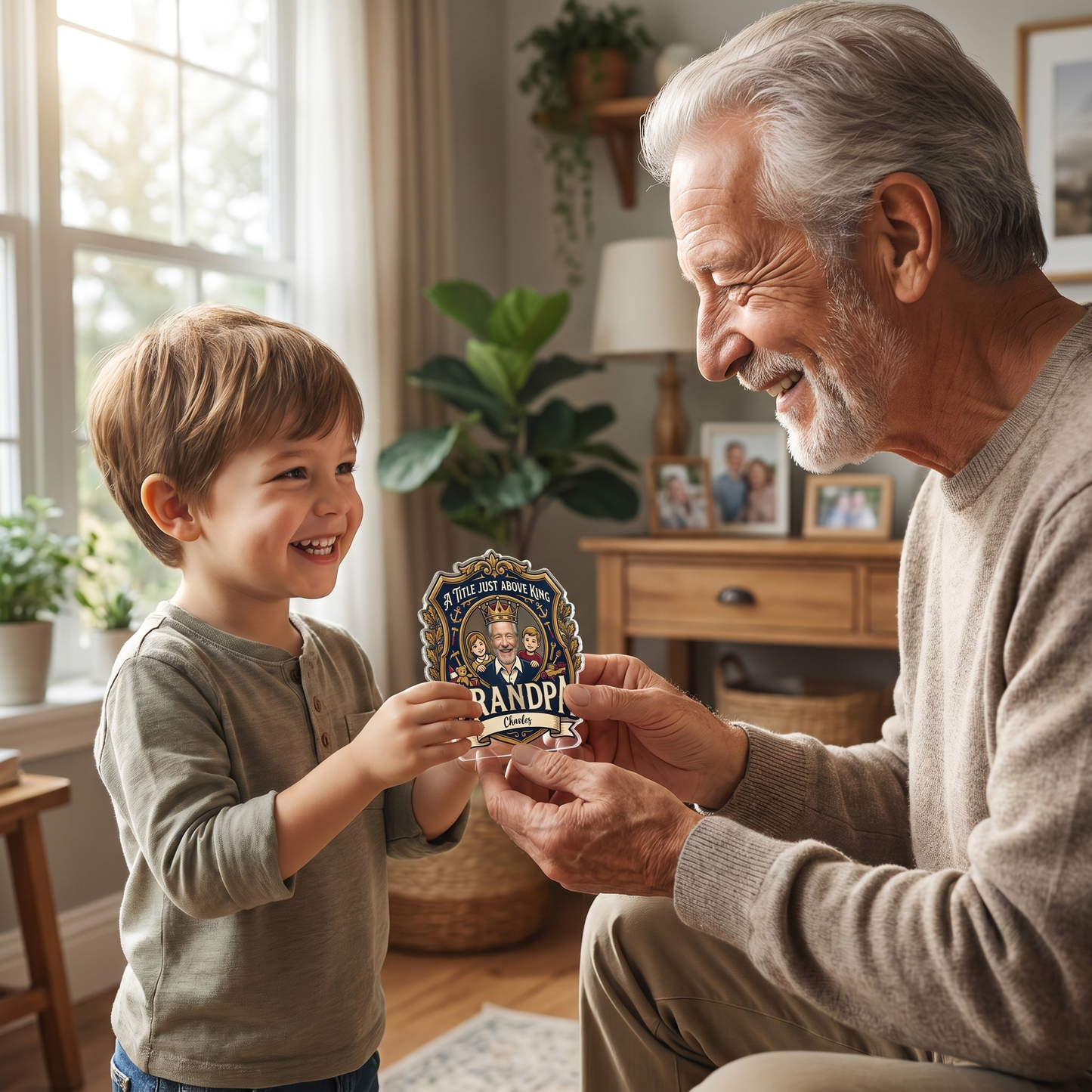 A Title Above King Grandpa Acrylic Plaque – Personalized Photo Gift for Grandpa