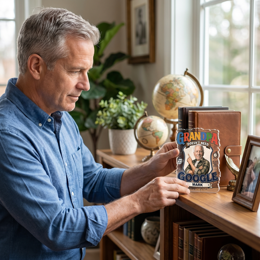 Grandpa Doesn't Need Google Acrylic Plaque - Personalized Photo Gift for Grandpa