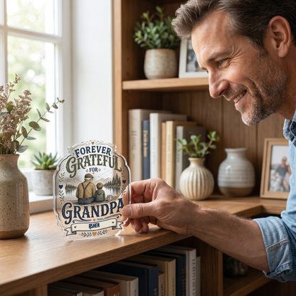 Personalized Forever Grateful Grandpa Acrylic Plaque - Custom Photo Gift
