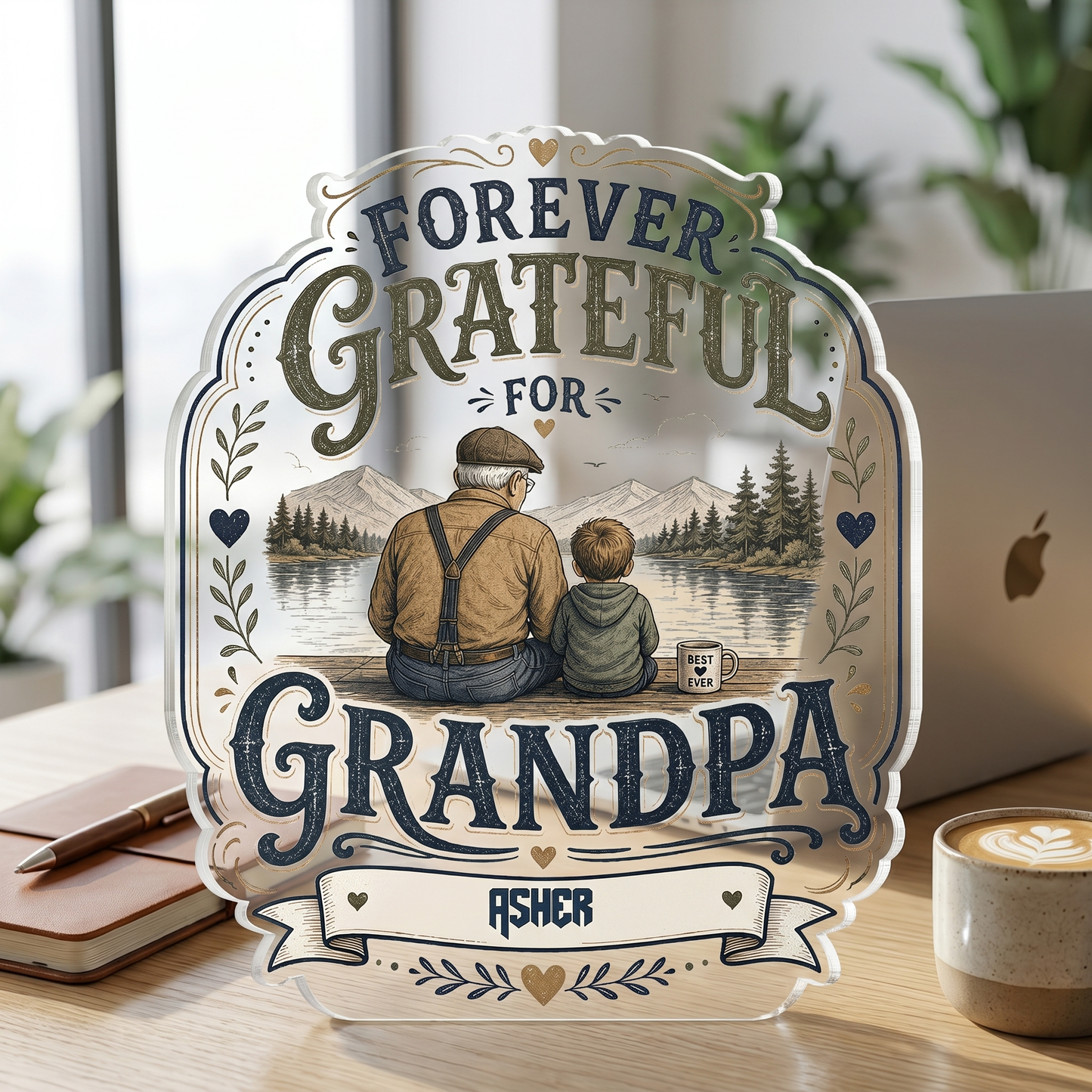 Personalized Forever Grateful Grandpa Acrylic Plaque - Custom Photo Gift