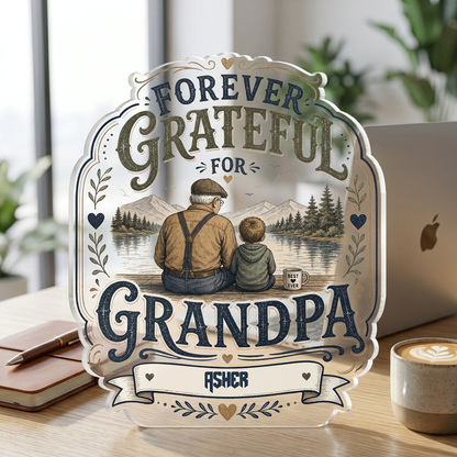 Personalized Forever Grateful Grandpa Acrylic Plaque - Custom Photo Gift