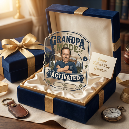 Personalized Grandpa Mode Activated Acrylic Plaque - Custom Photo Gift