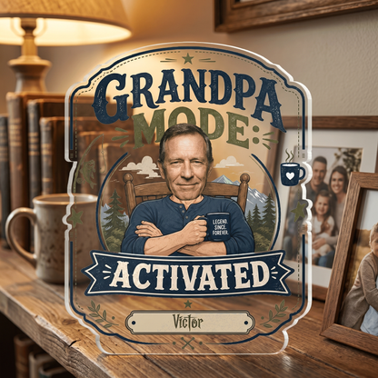 Personalized Grandpa Mode Activated Acrylic Plaque - Custom Photo Gift