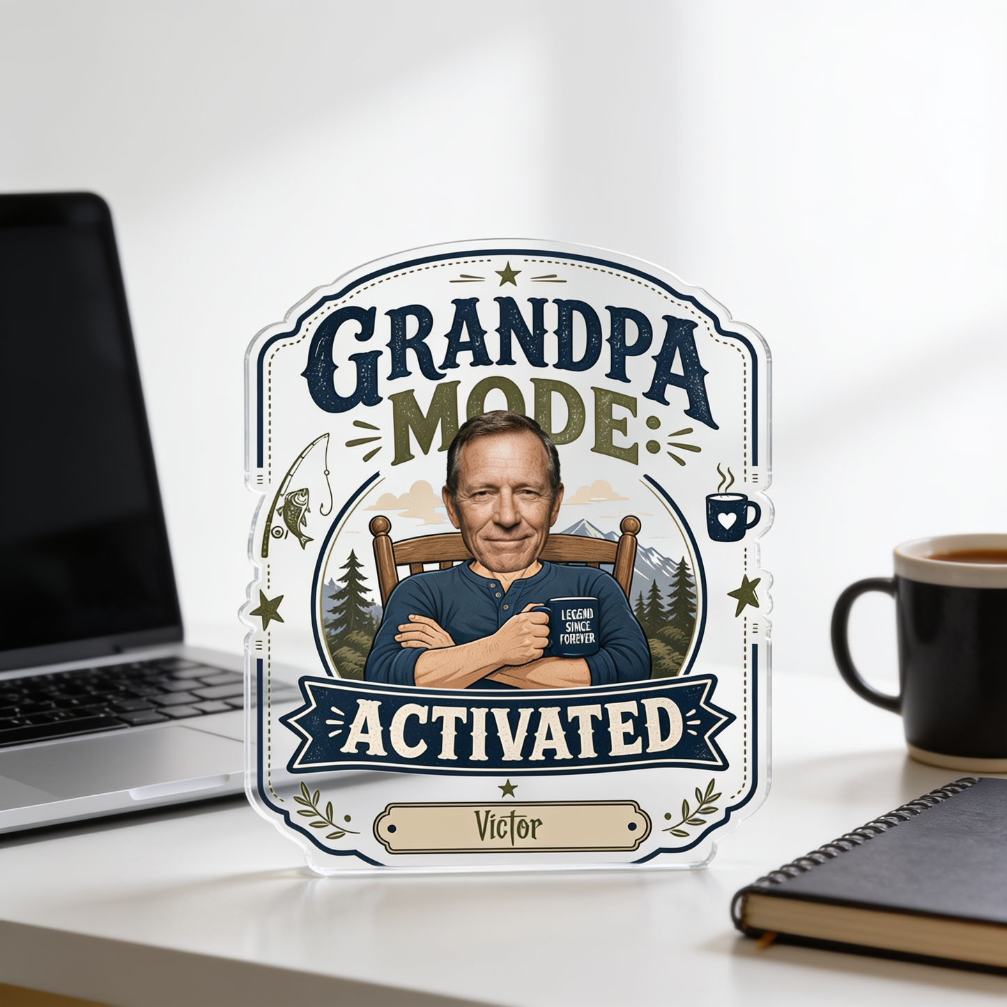 Personalized Grandpa Mode Activated Acrylic Plaque - Custom Photo Gift