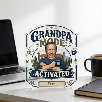 Personalized Grandpa Mode Activated Acrylic Plaque - Custom Photo Gift