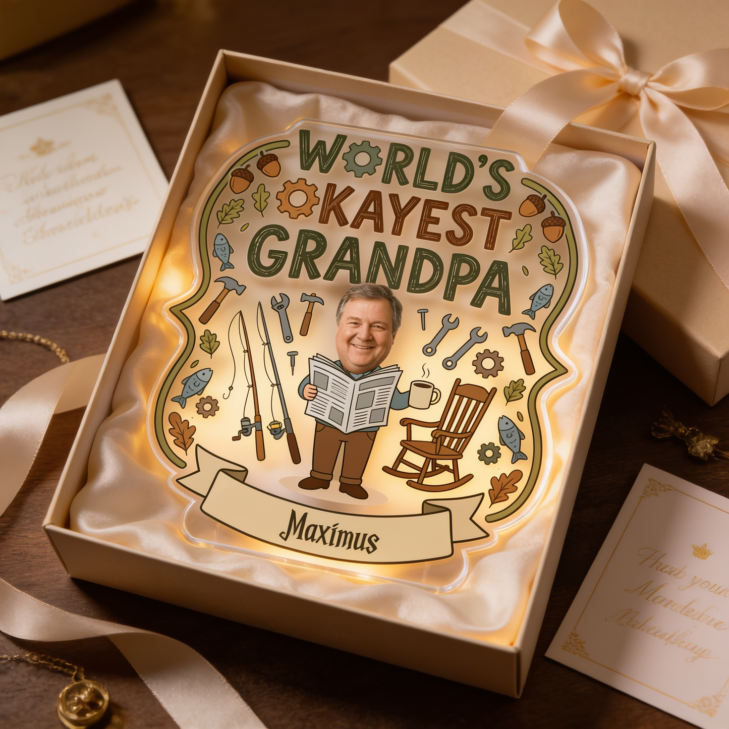 Personalized Worlds Okayest Grandpa Acrylic Plaque - Funny Custom Photo Gift
