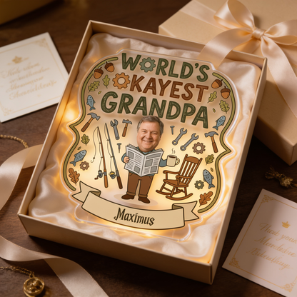 Personalized Worlds Okayest Grandpa Acrylic Plaque - Funny Custom Photo Gift
