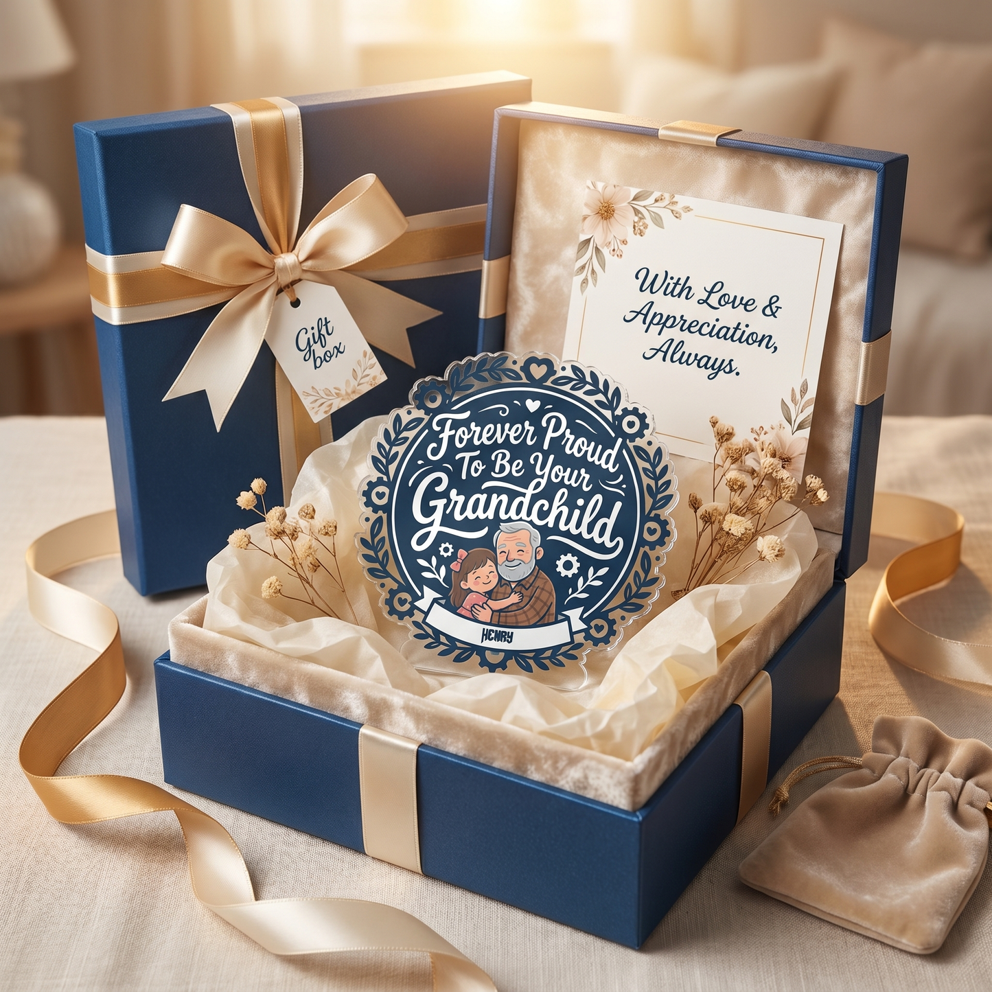 Personalized Forever Proud To Be Your Grandchild Acrylic Plaque - Custom Photo Gift