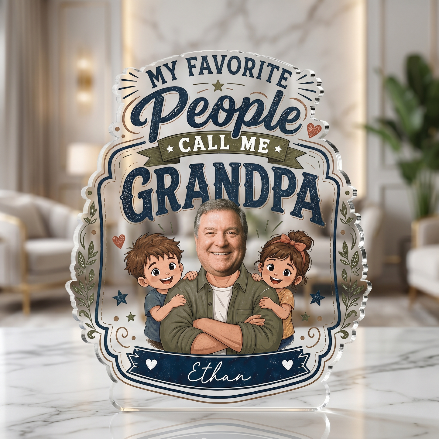 Personalized My Favorite People Call Me Grandpa Acrylic Plaque - Custom Photo Gift