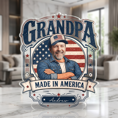 Personalized Grandpa Made In America Acrylic Plaque - Custom Photo Gift