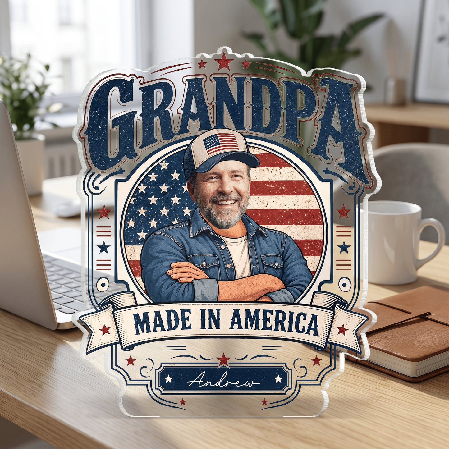 Personalized Grandpa Made In America Acrylic Plaque - Custom Photo Gift