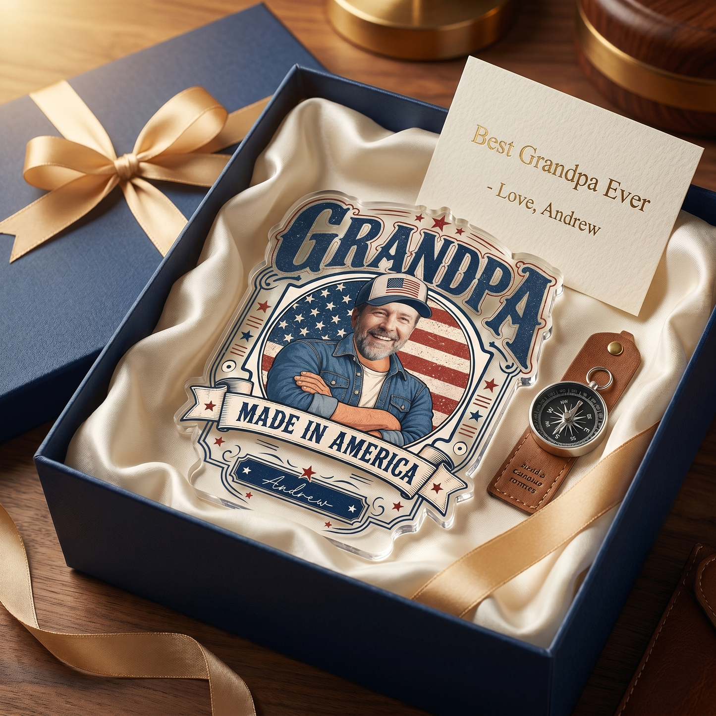 Personalized Grandpa Made In America Acrylic Plaque - Custom Photo Gift
