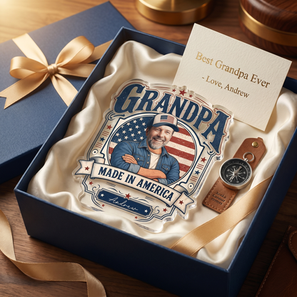 Personalized Grandpa Made In America Acrylic Plaque - Custom Photo Gift
