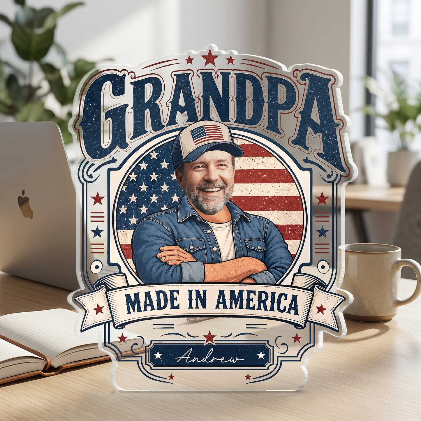 Personalized Grandpa Made In America Acrylic Plaque - Custom Photo Gift