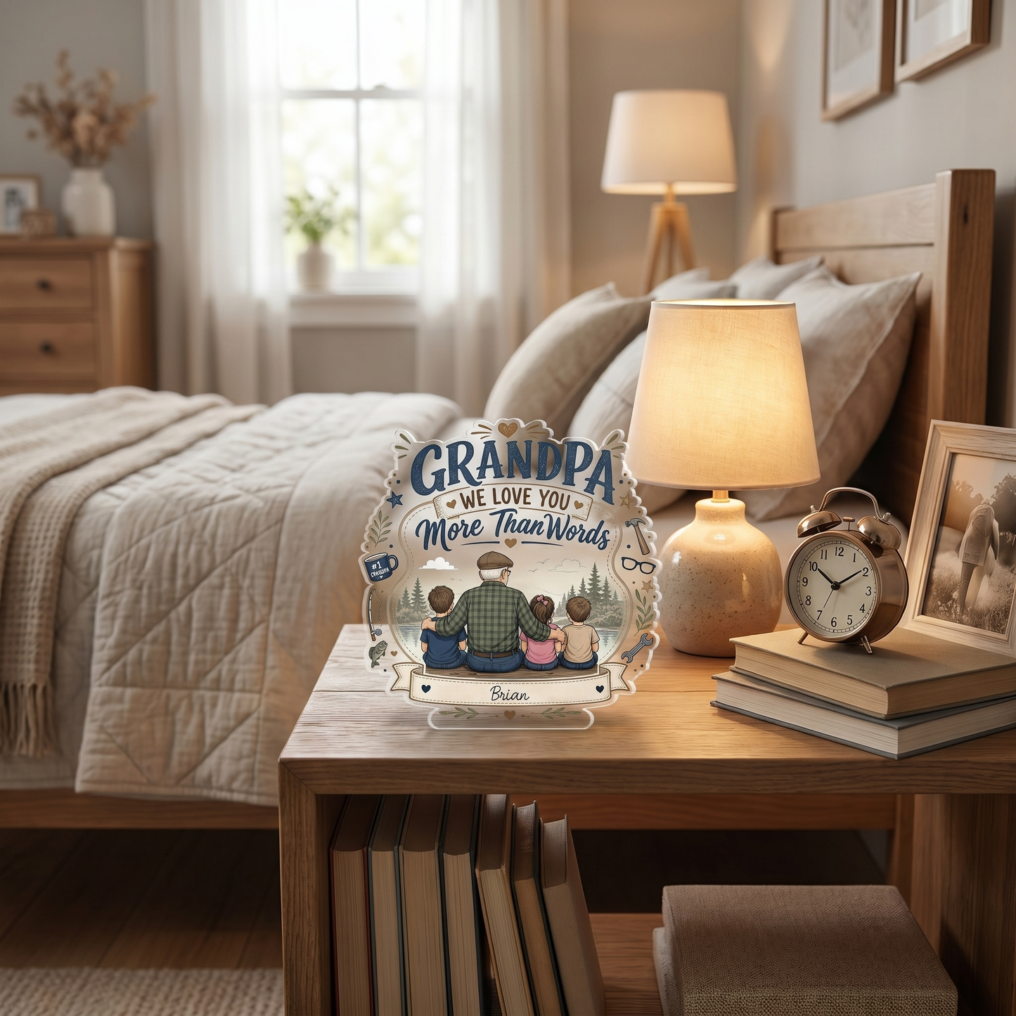 Personalized Grandpa I Love You More Than Words Acrylic Plaque - Custom Photo Gift