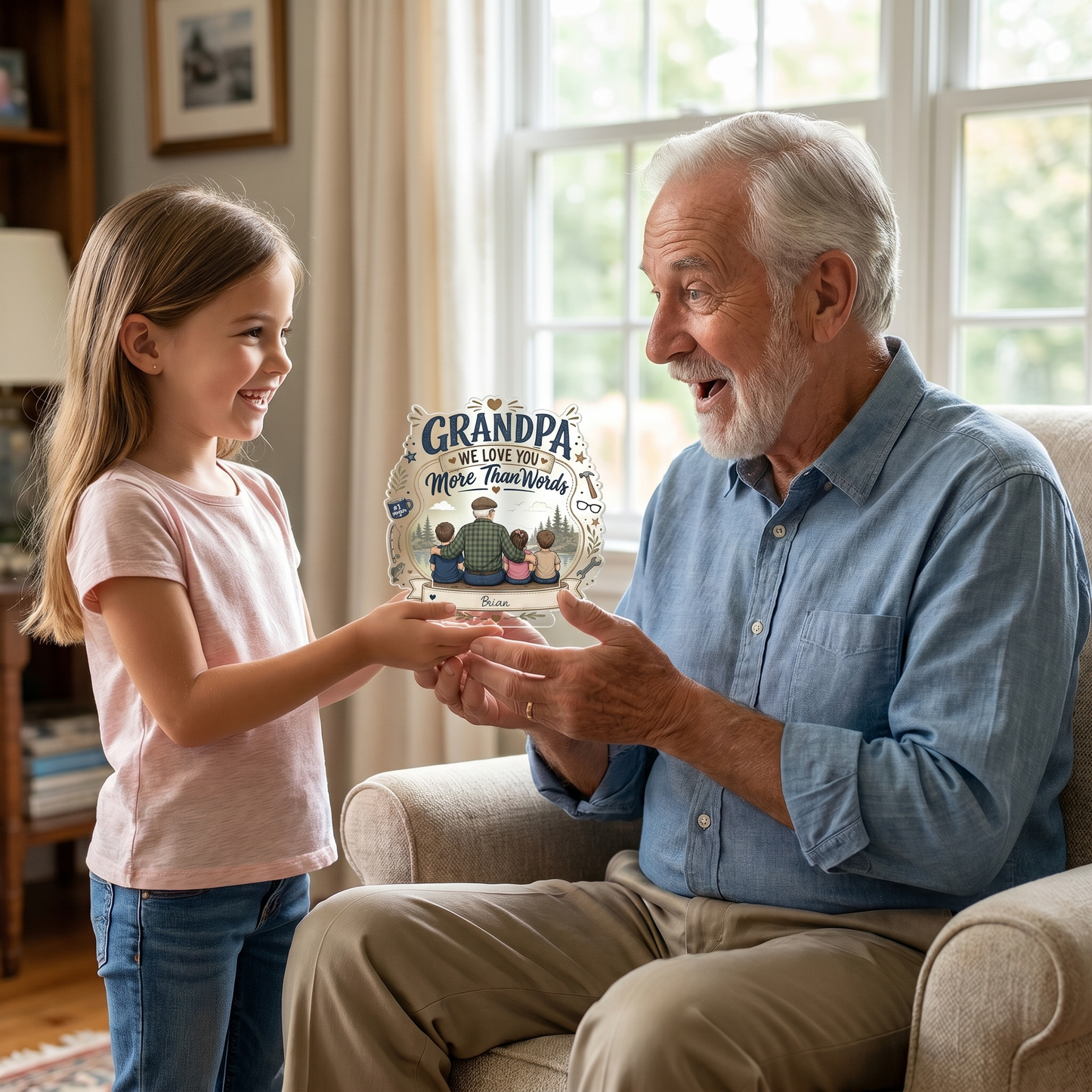 Personalized Grandpa I Love You More Than Words Acrylic Plaque - Custom Photo Gift