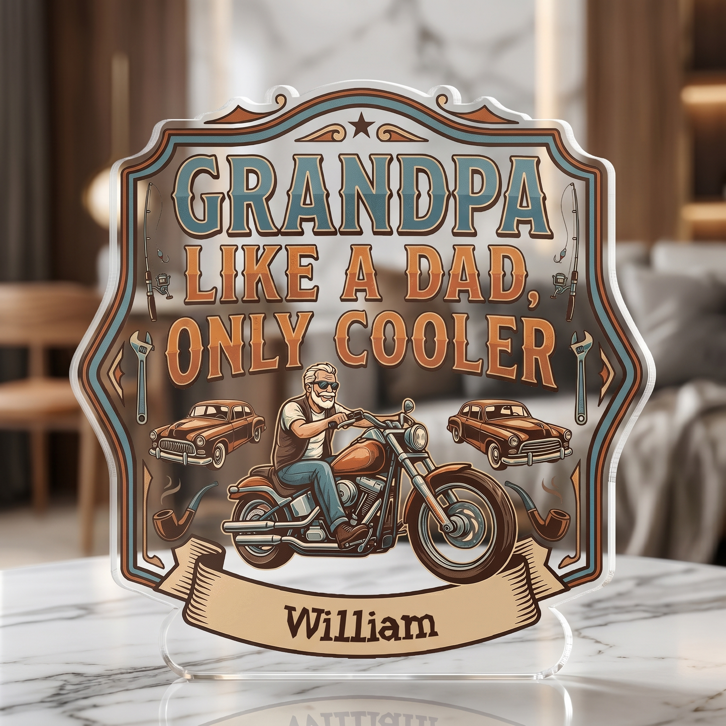 Personalized Grandpa Like A Dad Only Cooler Acrylic Plaque - Custom Photo Gift