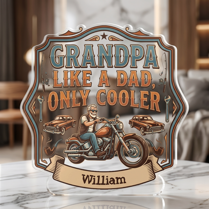 Personalized Grandpa Like A Dad Only Cooler Acrylic Plaque - Custom Photo Gift