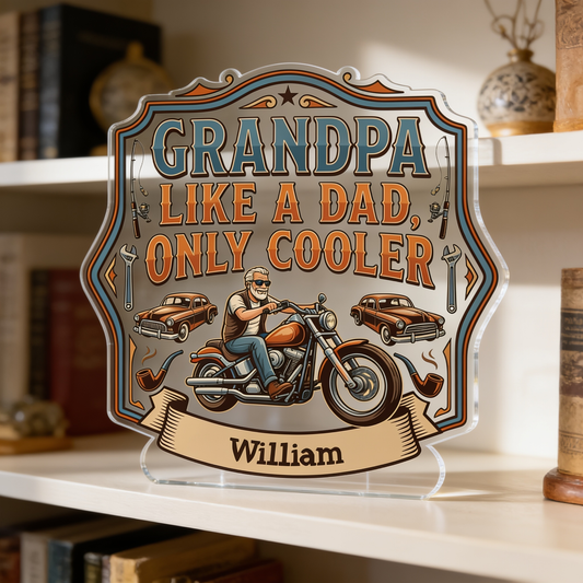 Personalized Grandpa Like A Dad Only Cooler Acrylic Plaque - Custom Photo Gift