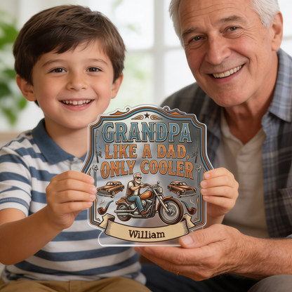 Personalized Grandpa Like A Dad Only Cooler Acrylic Plaque - Custom Photo Gift