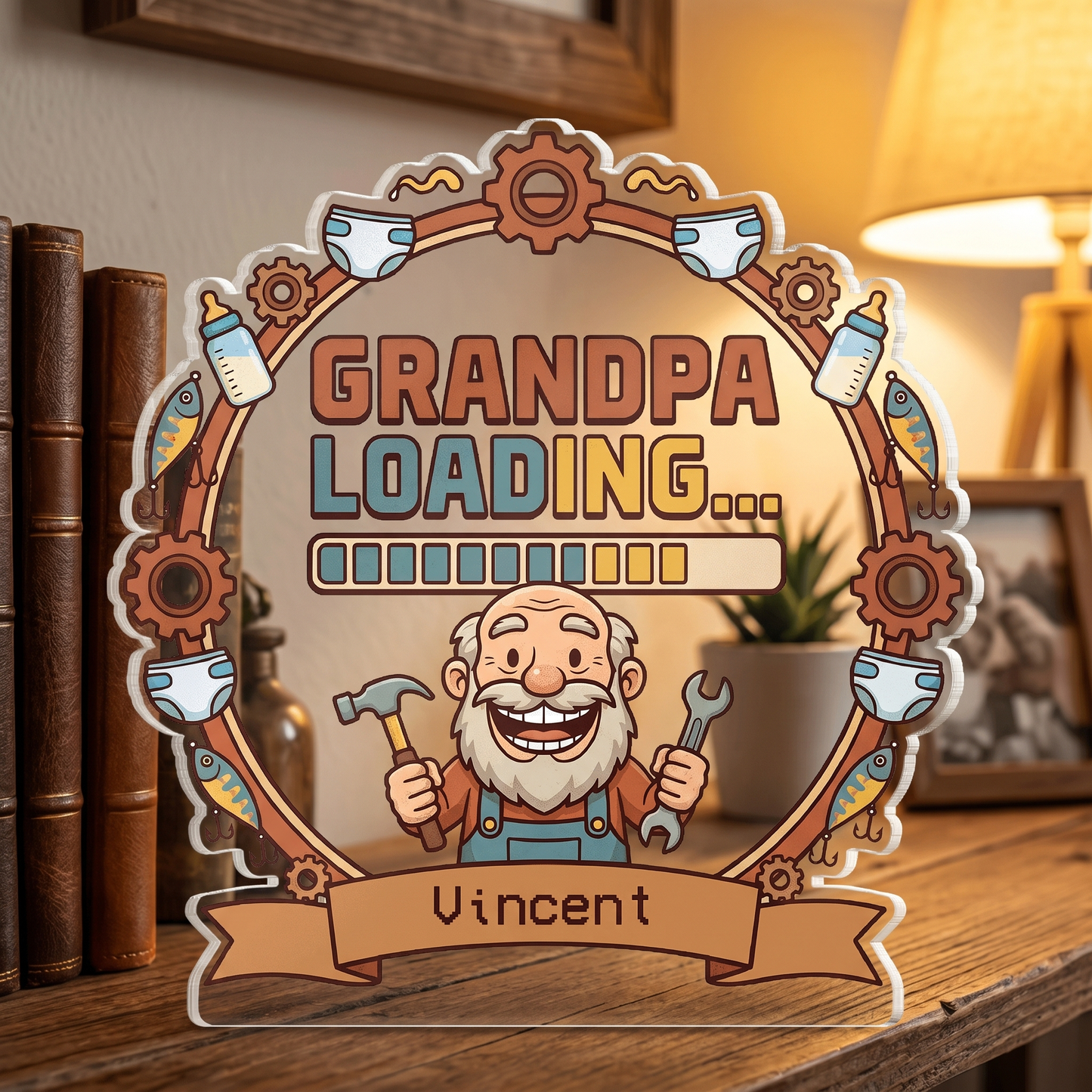 Grandpa Loading Acrylic Plaque – Personalized Name Gift for Grandpa