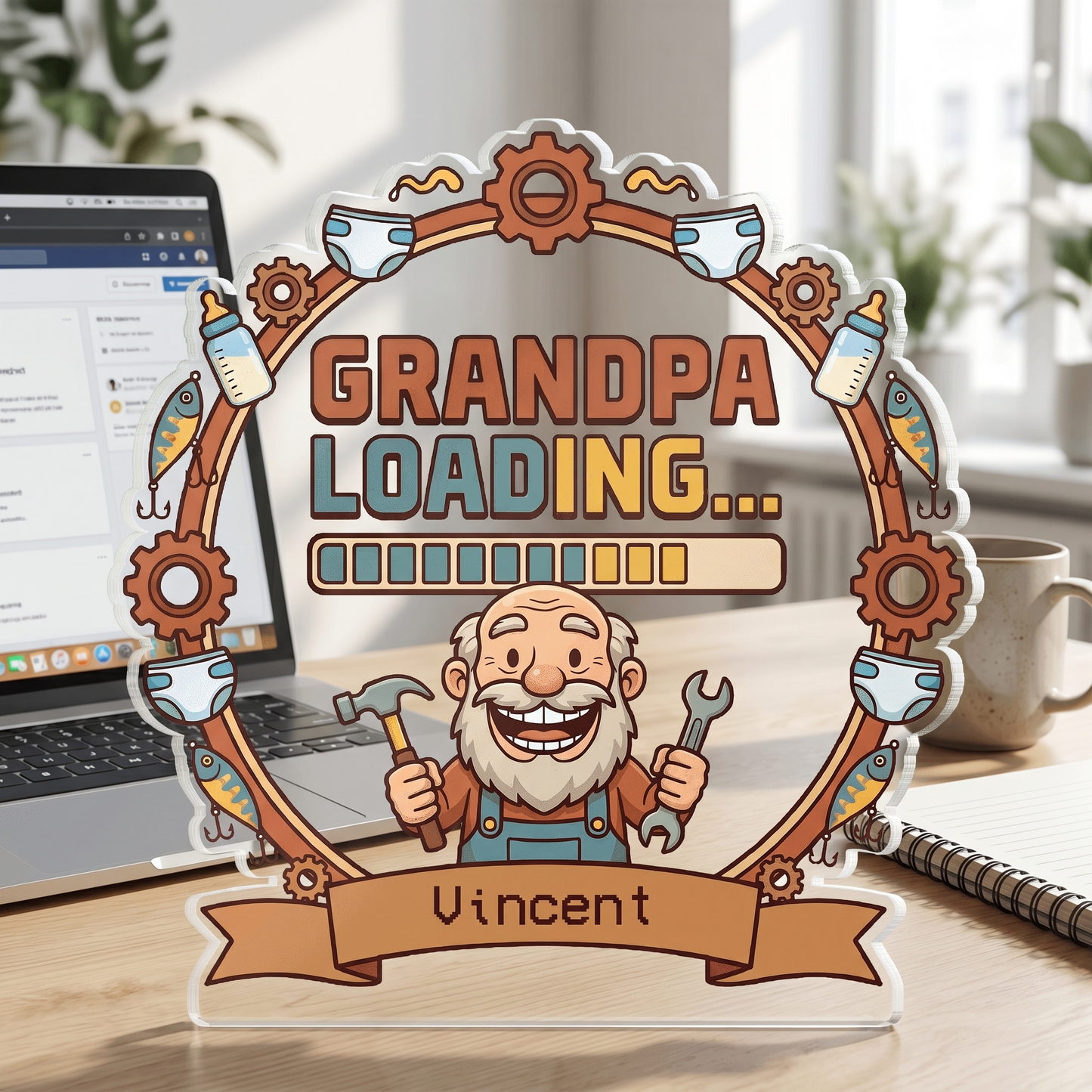 Grandpa Loading Acrylic Plaque – Personalized Name Gift for Grandpa