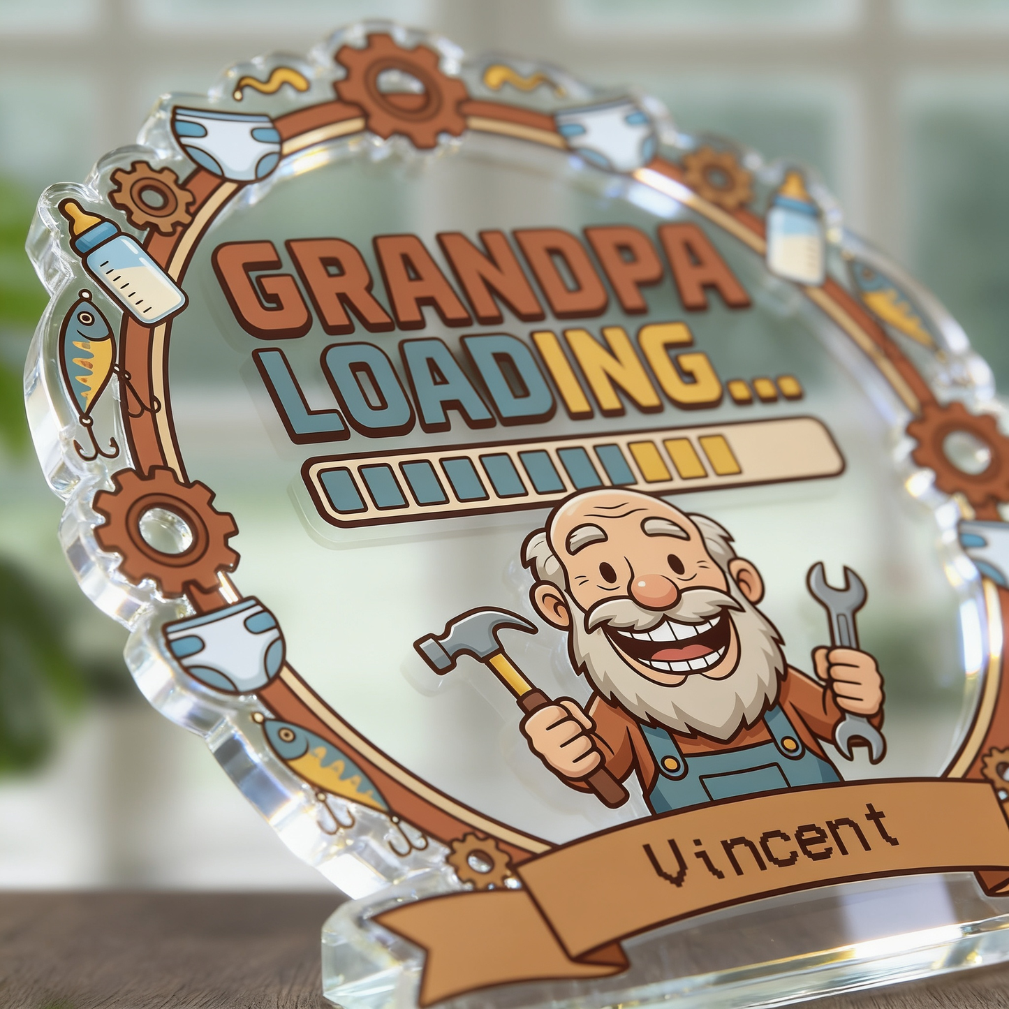 Grandpa Loading Acrylic Plaque – Personalized Name Gift for Grandpa