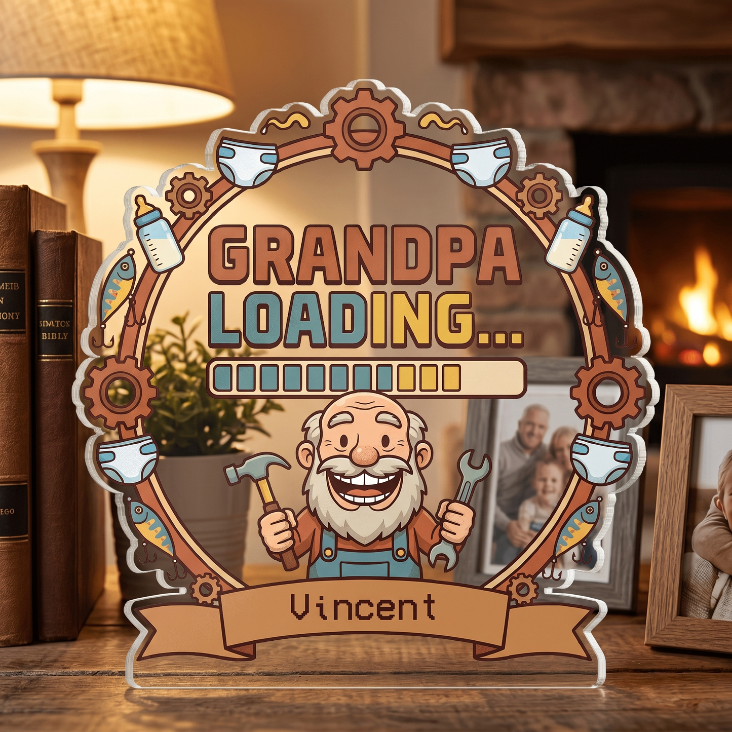 Grandpa Loading Acrylic Plaque – Personalized Name Gift for Grandpa