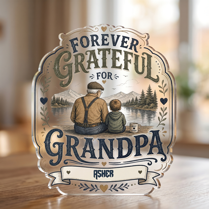 Personalized Forever Grateful Grandpa Acrylic Plaque - Custom Photo Gift