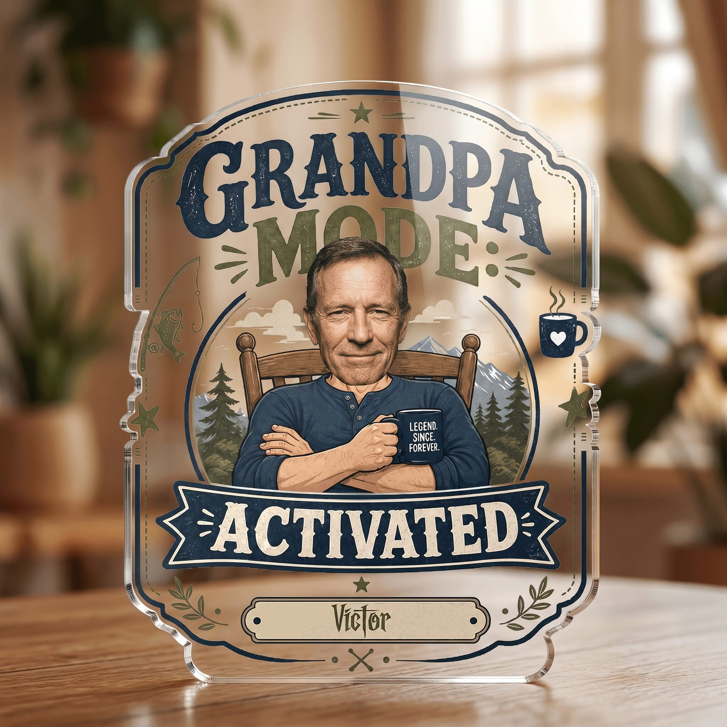 Personalized Grandpa Mode Activated Acrylic Plaque - Custom Photo Gift