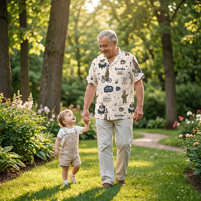The Coolest Grandpa Custom Photo Hawaiian Shirt – Personalized Tropical Gift for Grandpa