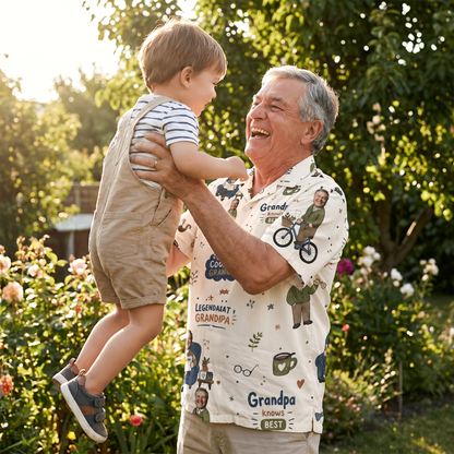 The Coolest Grandpa Custom Photo Hawaiian Shirt – Personalized Tropical Gift for Grandpa