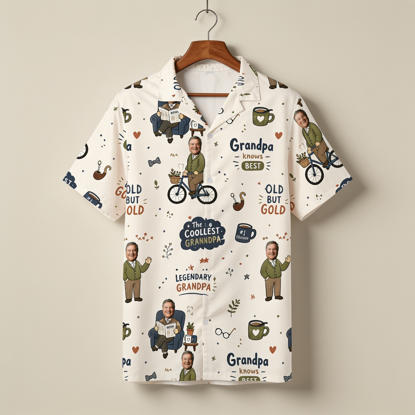 The Coolest Grandpa Custom Photo Hawaiian Shirt – Personalized Tropical Gift for Grandpa