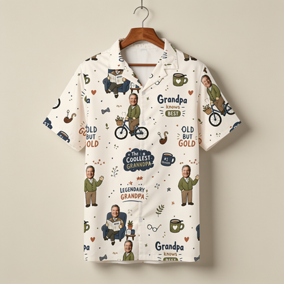 The Coolest Grandpa Custom Photo Hawaiian Shirt – Personalized Tropical Gift for Grandpa