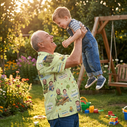 Best Grandpa Ever Custom Photo Hawaiian Shirt – Personalized Tropical Gift for Grandpa
