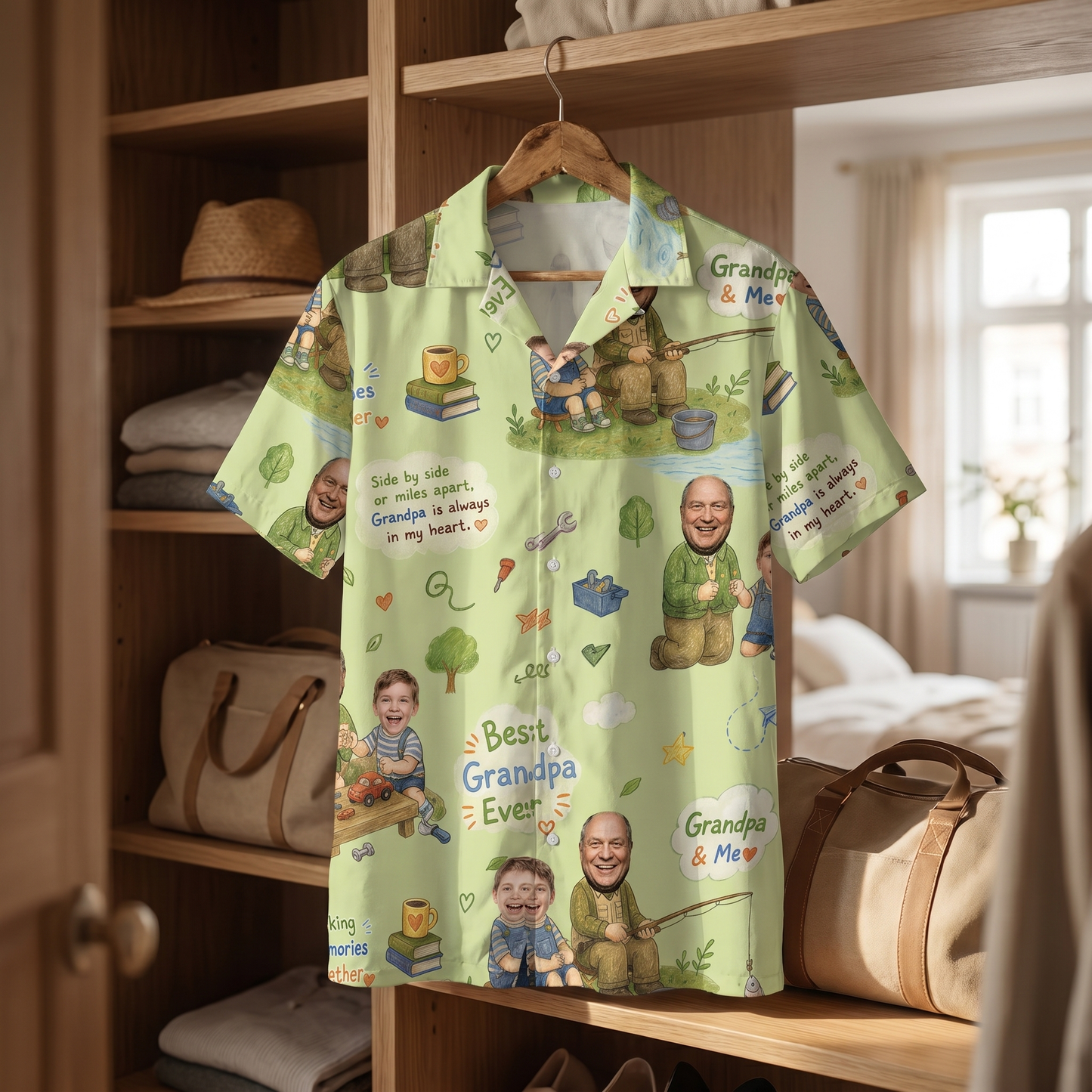 Best Grandpa Ever Custom Photo Hawaiian Shirt – Personalized Tropical Gift for Grandpa