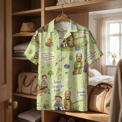 Best Grandpa Ever Custom Photo Hawaiian Shirt – Personalized Tropical Gift for Grandpa