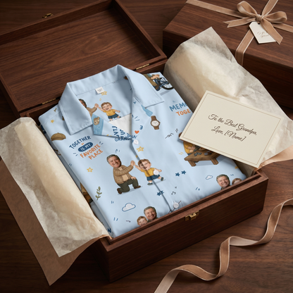 Love You Grandpa Custom Photo Hawaiian Shirt – Personalized Tropical Gift for Grandpa