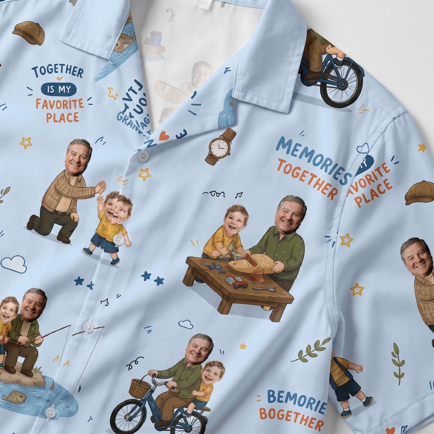 Love You Grandpa Custom Photo Hawaiian Shirt – Personalized Tropical Gift for Grandpa