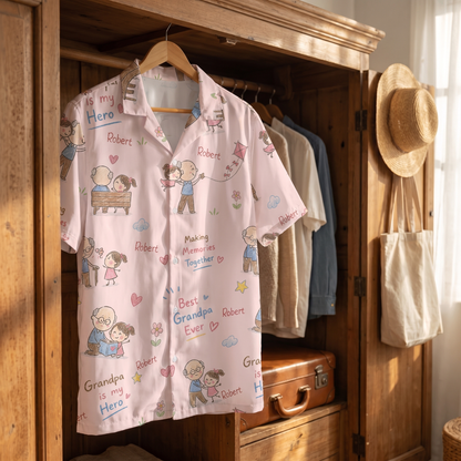 Making Memories Together Grandpa Custom Photo Hawaiian Shirt – Personalized Tropical Gift for Grandpa