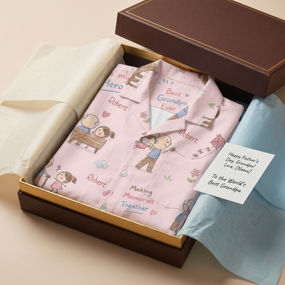 Making Memories Together Grandpa Custom Photo Hawaiian Shirt – Personalized Tropical Gift for Grandpa
