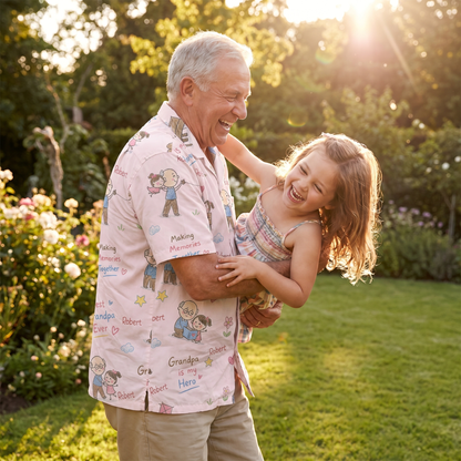 Making Memories Together Grandpa Custom Photo Hawaiian Shirt – Personalized Tropical Gift for Grandpa