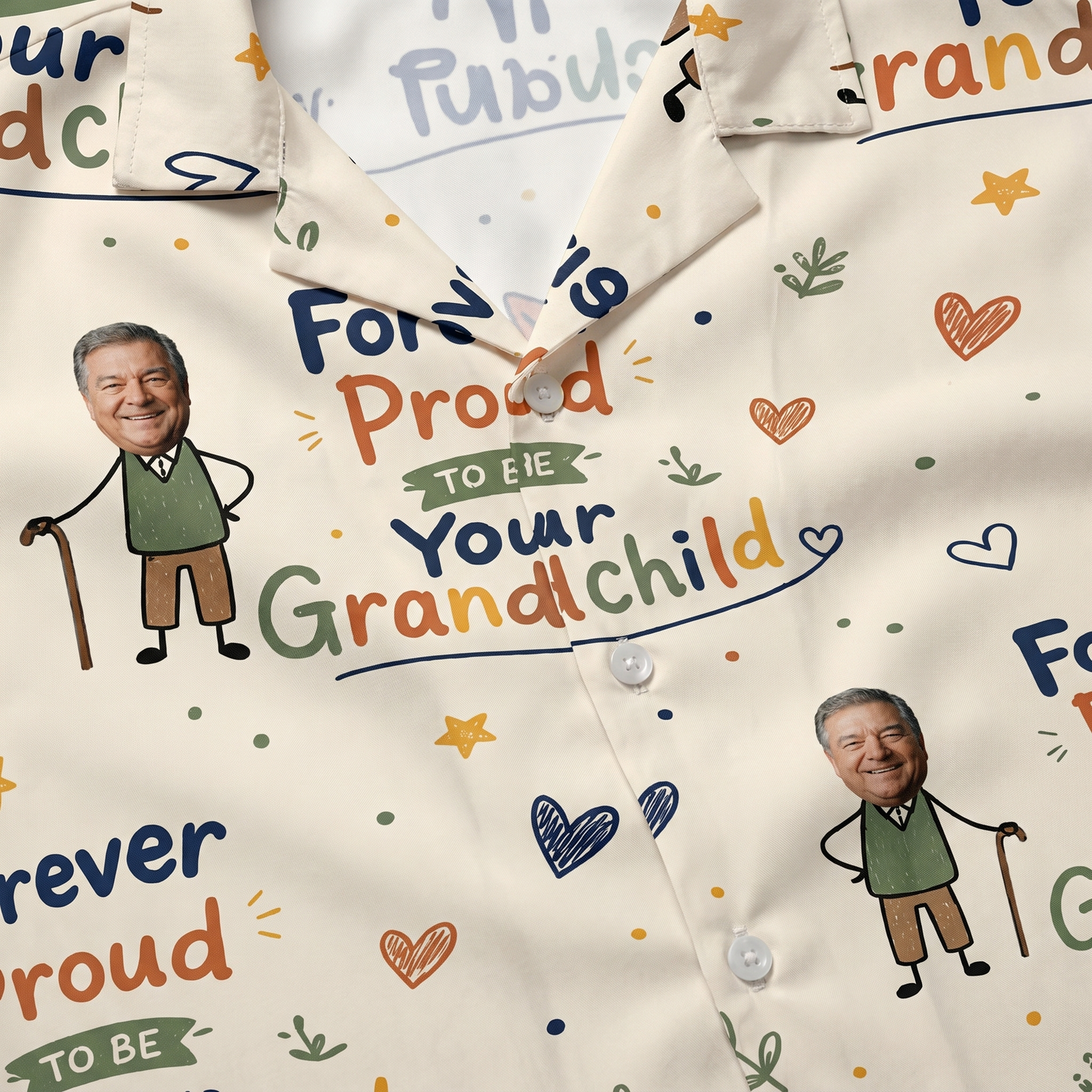 Forever Proud to Be Your Grandchild Custom Photo Hawaiian Shirt – Personalized Tropical Gift for Grandpa