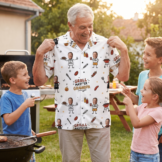 Grill Master Grandpa Hawaiian Shirt - Personalized Tropical BBQ Gift for Grandpa