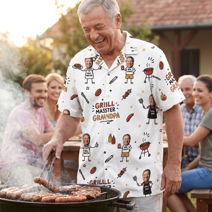 Grill Master Grandpa Hawaiian Shirt – Personalized Tropical BBQ Gift for Grandpa